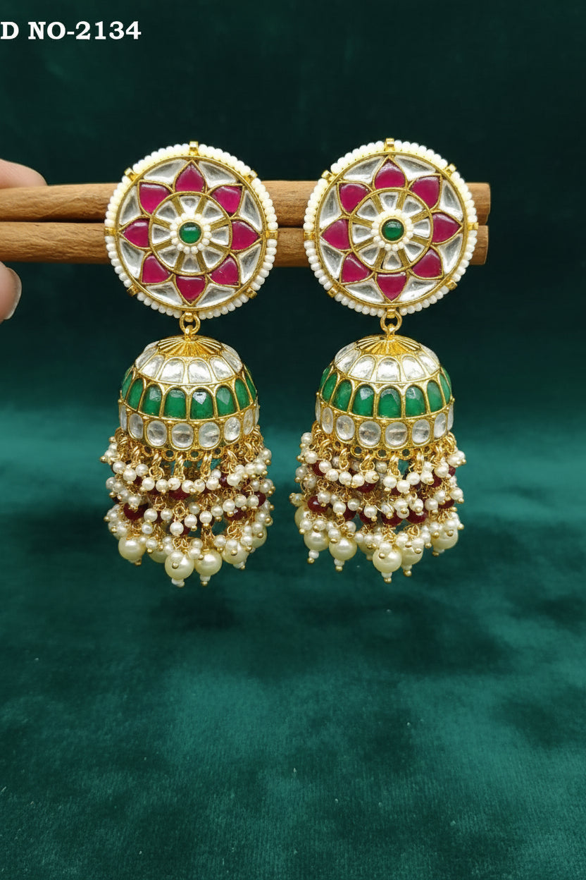 Pachi kundan jhumki earring-2134 - rchiecreation