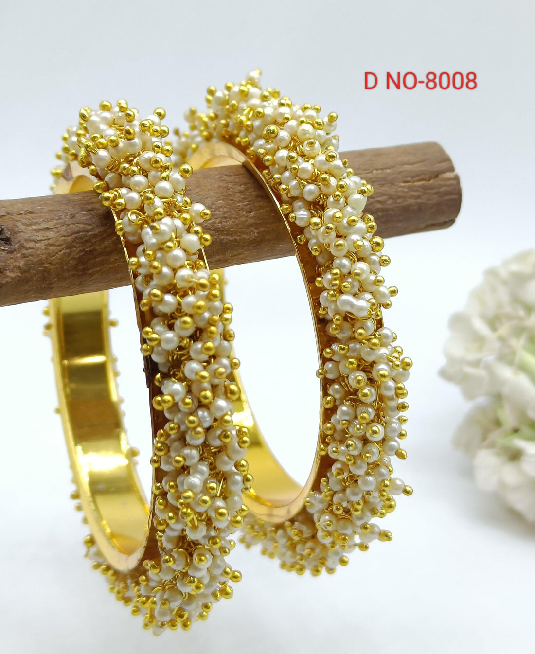 Pearl Golden Bangles by Rchie Wholesale