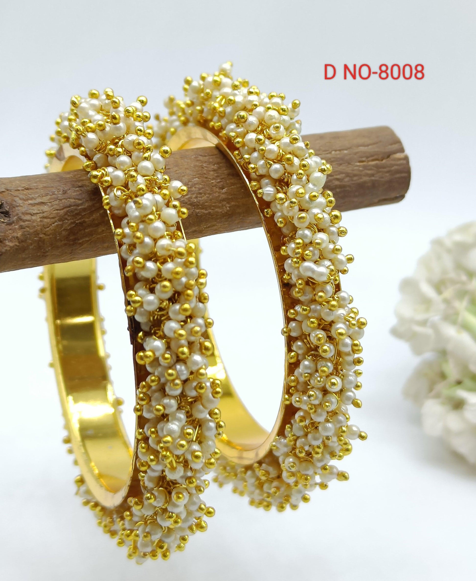 Pearl Golden Bangles by Rchie Wholesale