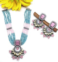 Pearl Victorian Long Polki Necklace Set Sku-5907 B3 - rchiecreation