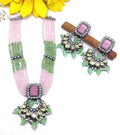 Pearl Victorian Long Polki Necklace Set Sku-5907 B3 - rchiecreation