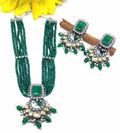 Pearl Victorian Long Polki Necklace Set Sku-5907 B3 - rchiecreation