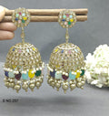 Polki Big Jhumki Earring Mehndi Sku -257 A3 - rchiecreation