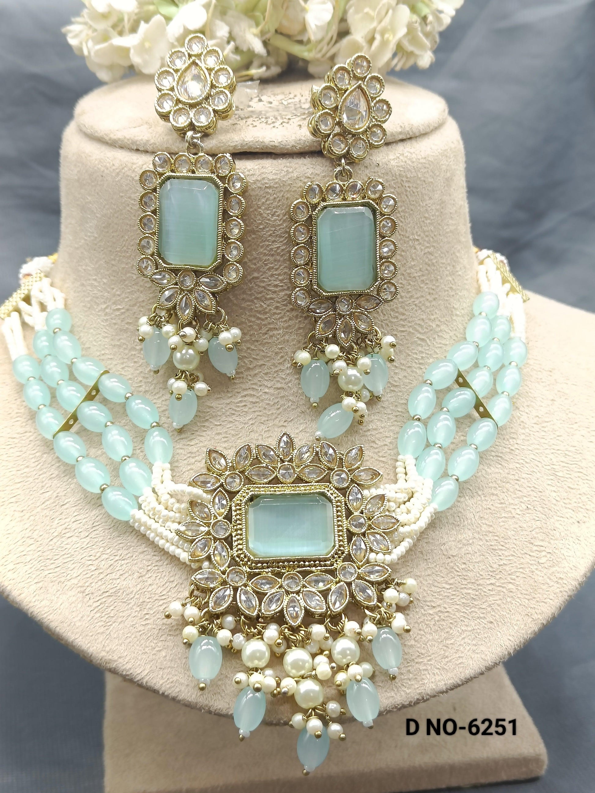 Polki Choker Mehandi Set Sku -6251 B4 - rchiecreation