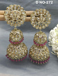 Polki Double Jhumki Mehndi Earring Sku 272 A4 - rchiecreation