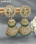 Polki Double Jhumki Mehndi Earring Sku 272 A4 - rchiecreation