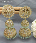 Polki Double Jhumki Mehndi Earring Sku 272 A4 - rchiecreation