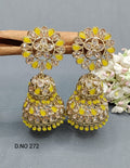 Polki Double Jhumki Mehndi Earring Sku 272 A4 - rchiecreation