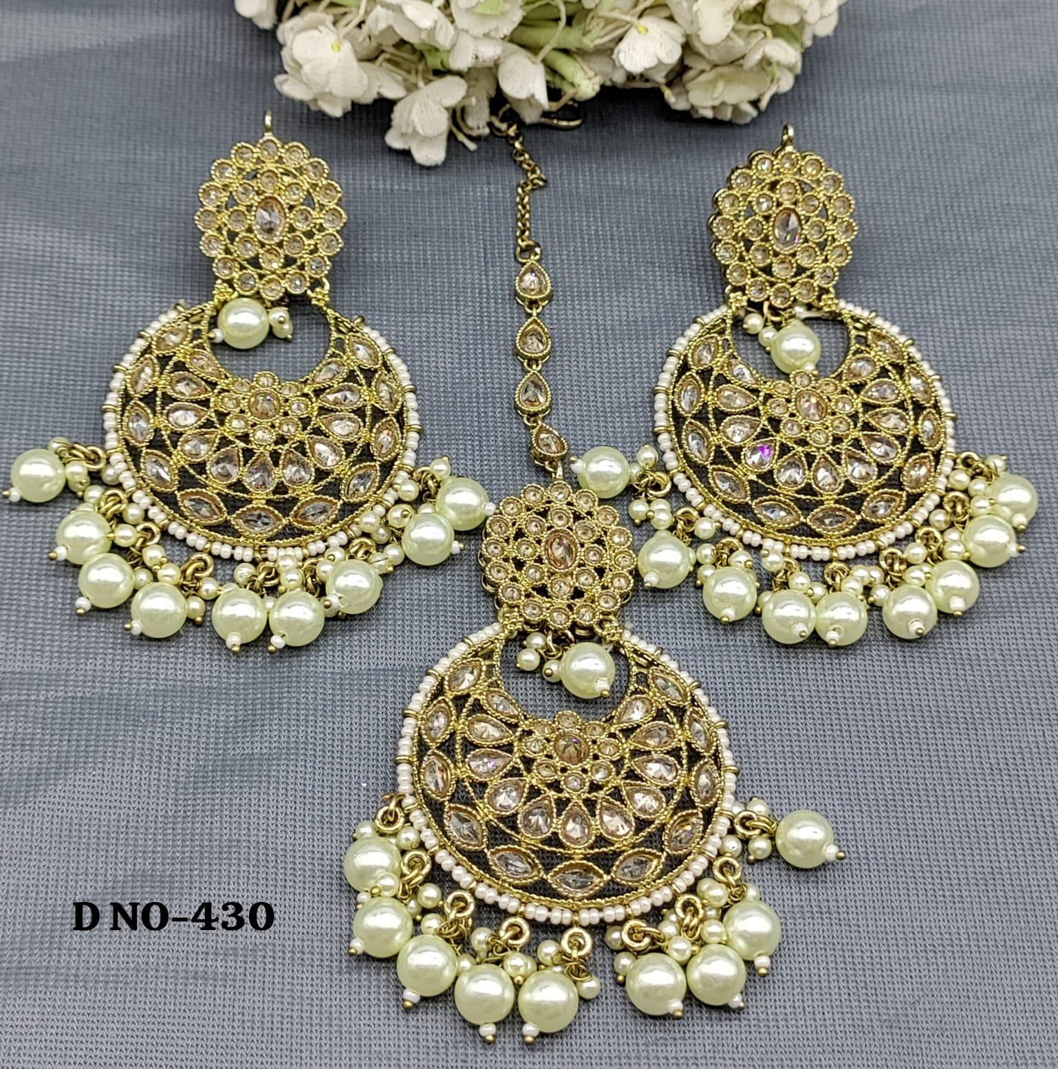 Polki Earring & Tica Mehndi Sku-430 E 3 - rchiecreation