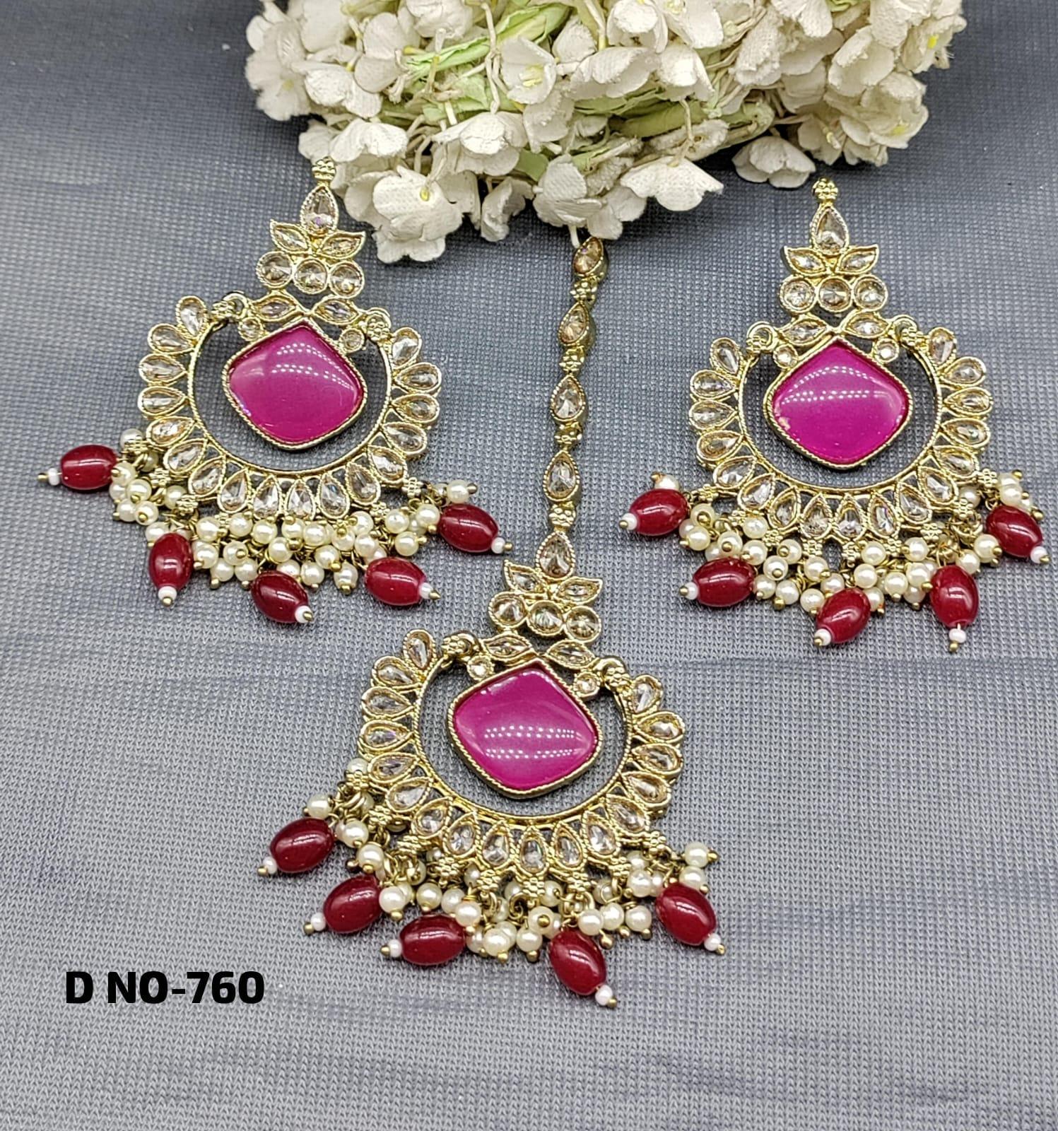 Polki Earring & Tica Mehndi Sku- 760 A1 - rchiecreation
