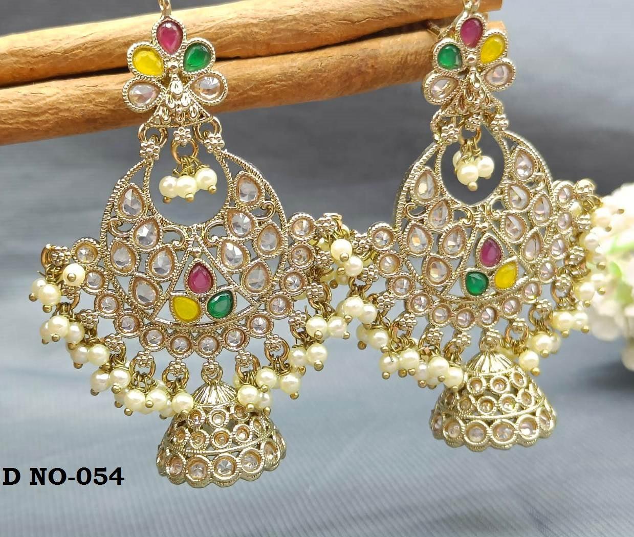 Polki Earring Mehandi Sku-054 E3 - rchiecreation
