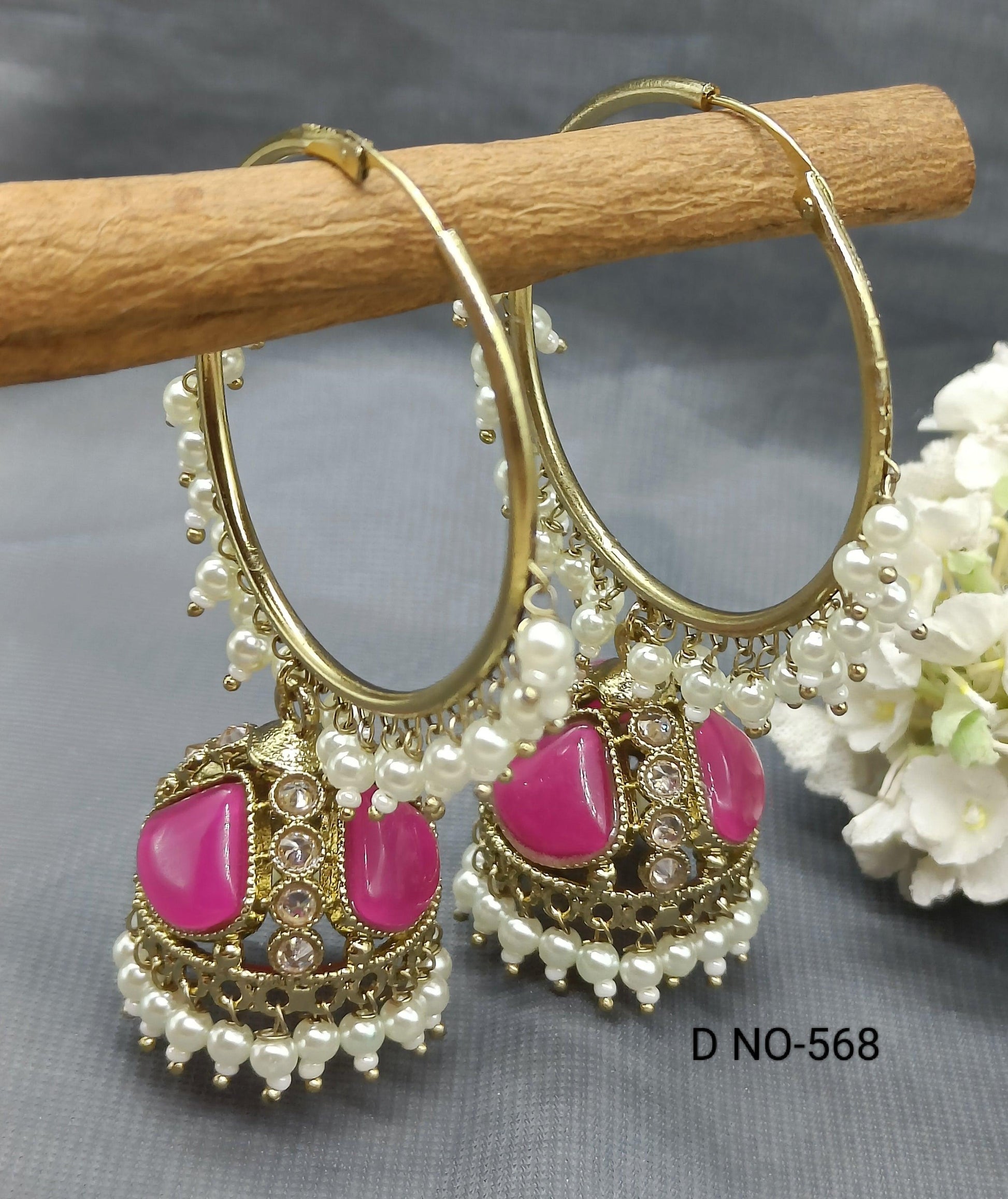 Polki Earring Mehndi Bali Jhumki Sku-568 E3 - rchiecreation