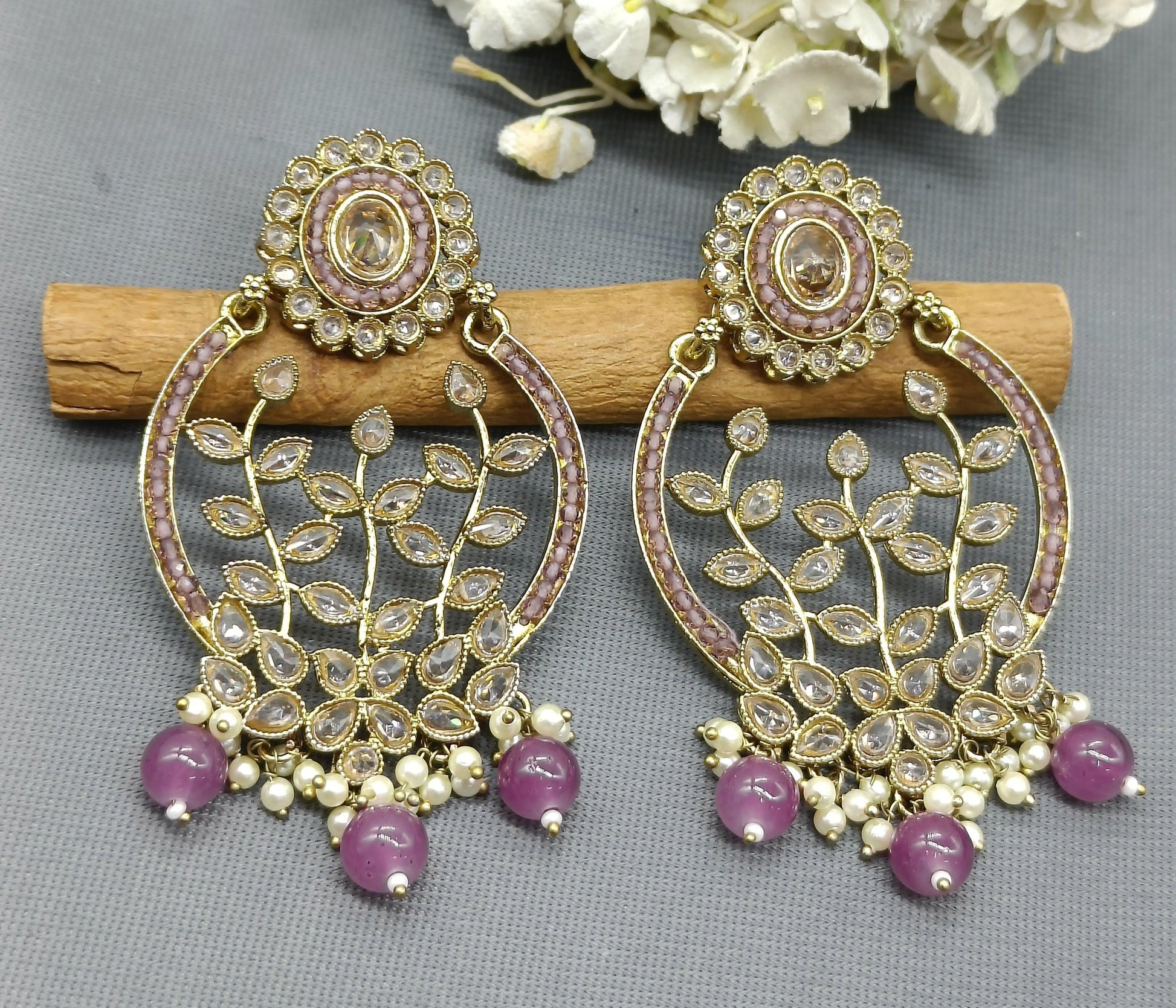 Polki Earring Mehndi Sku 227 A1 - rchiecreation
