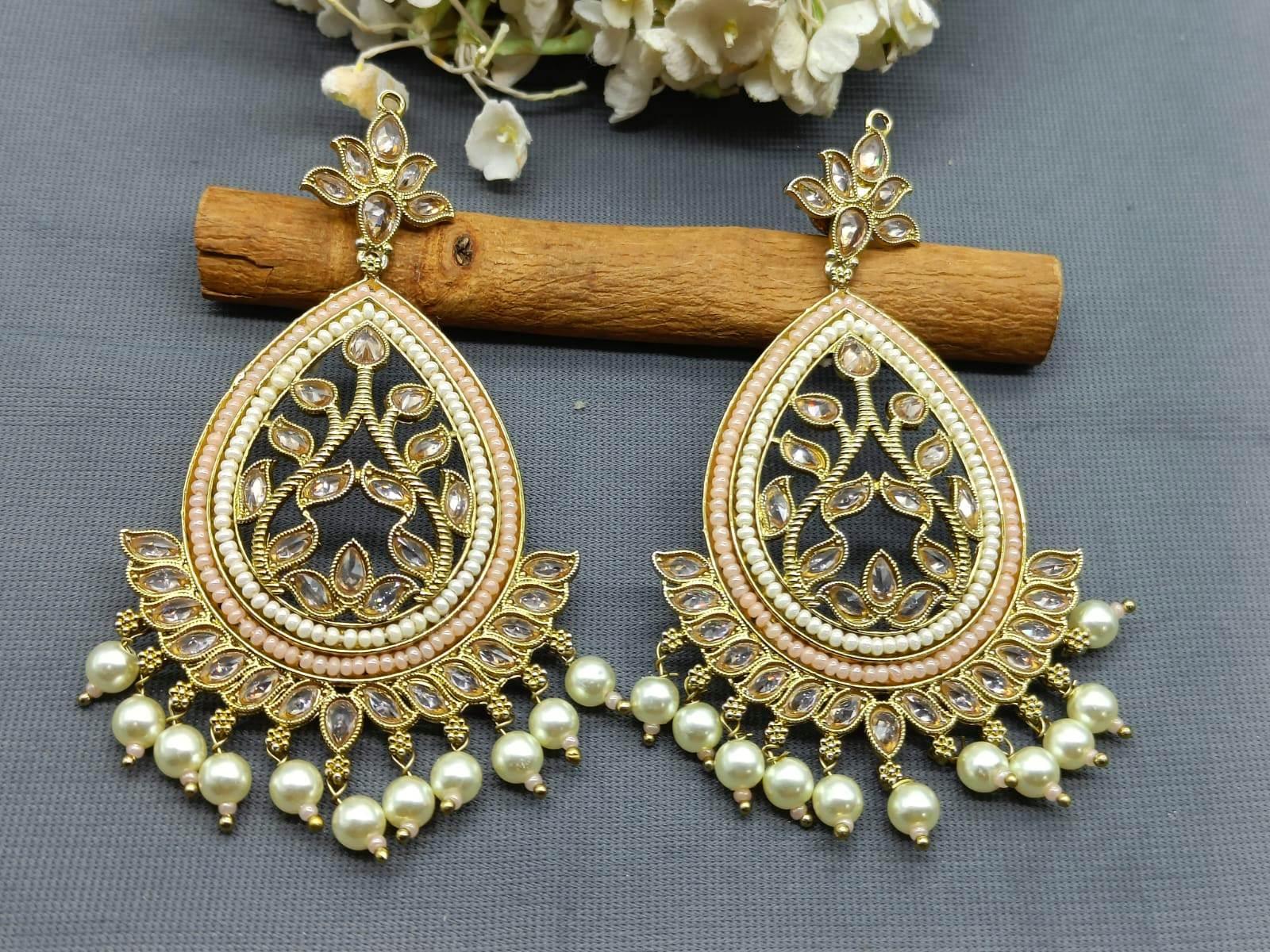 Polki Earring Mehndi Sku-452 A1 - rchiecreation