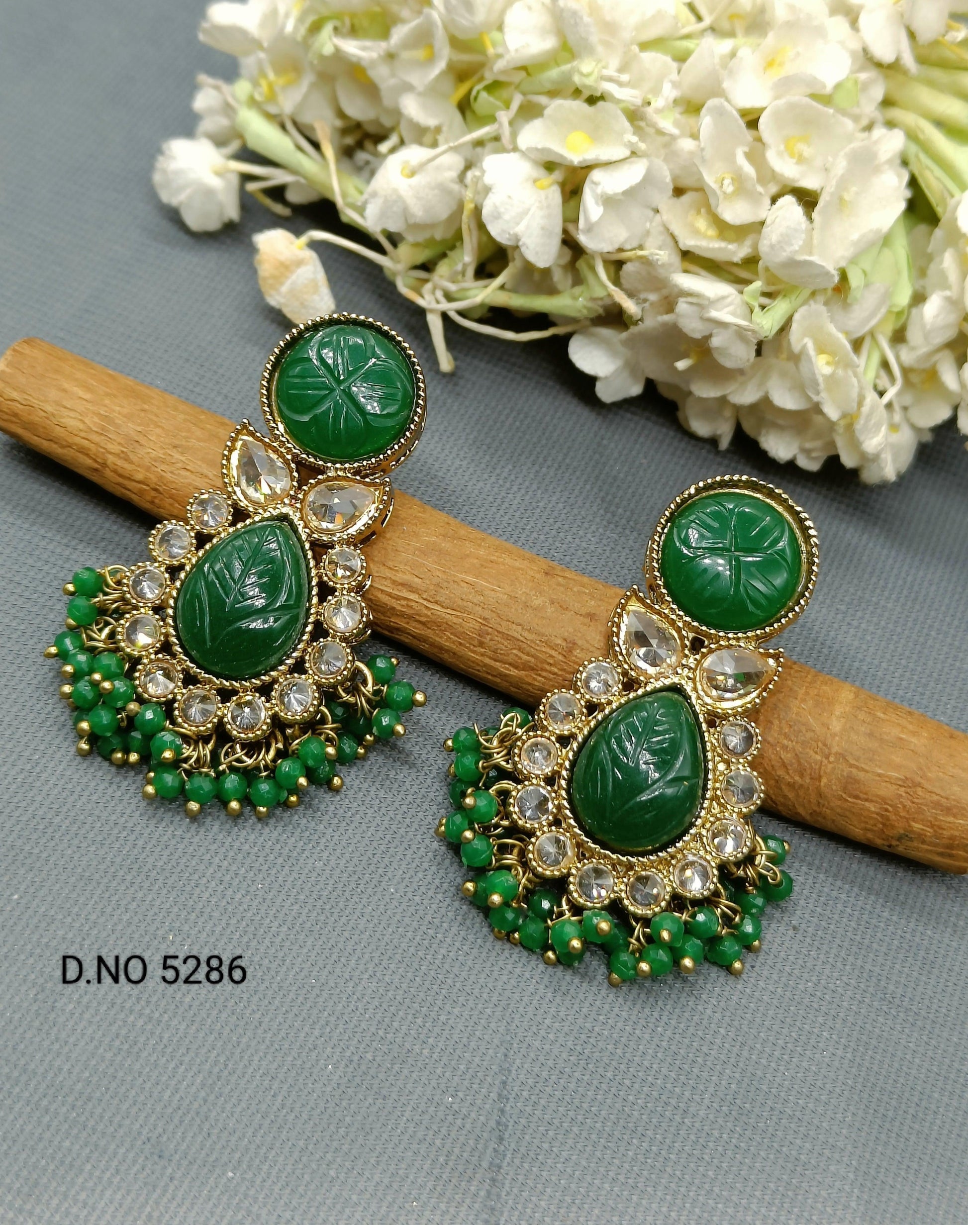 Polki Earring Mehndi Sku- 5286 E3 - rchiecreation