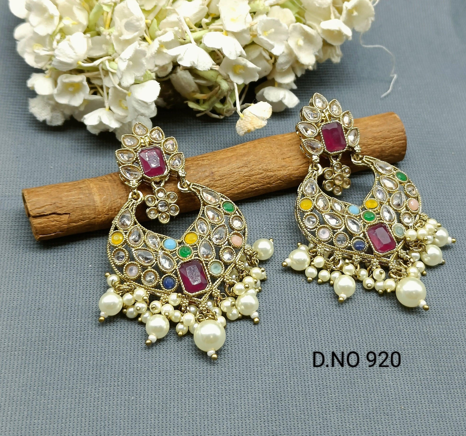 Polki Earring Mehndi Sku- 920 A2 - rchiecreation