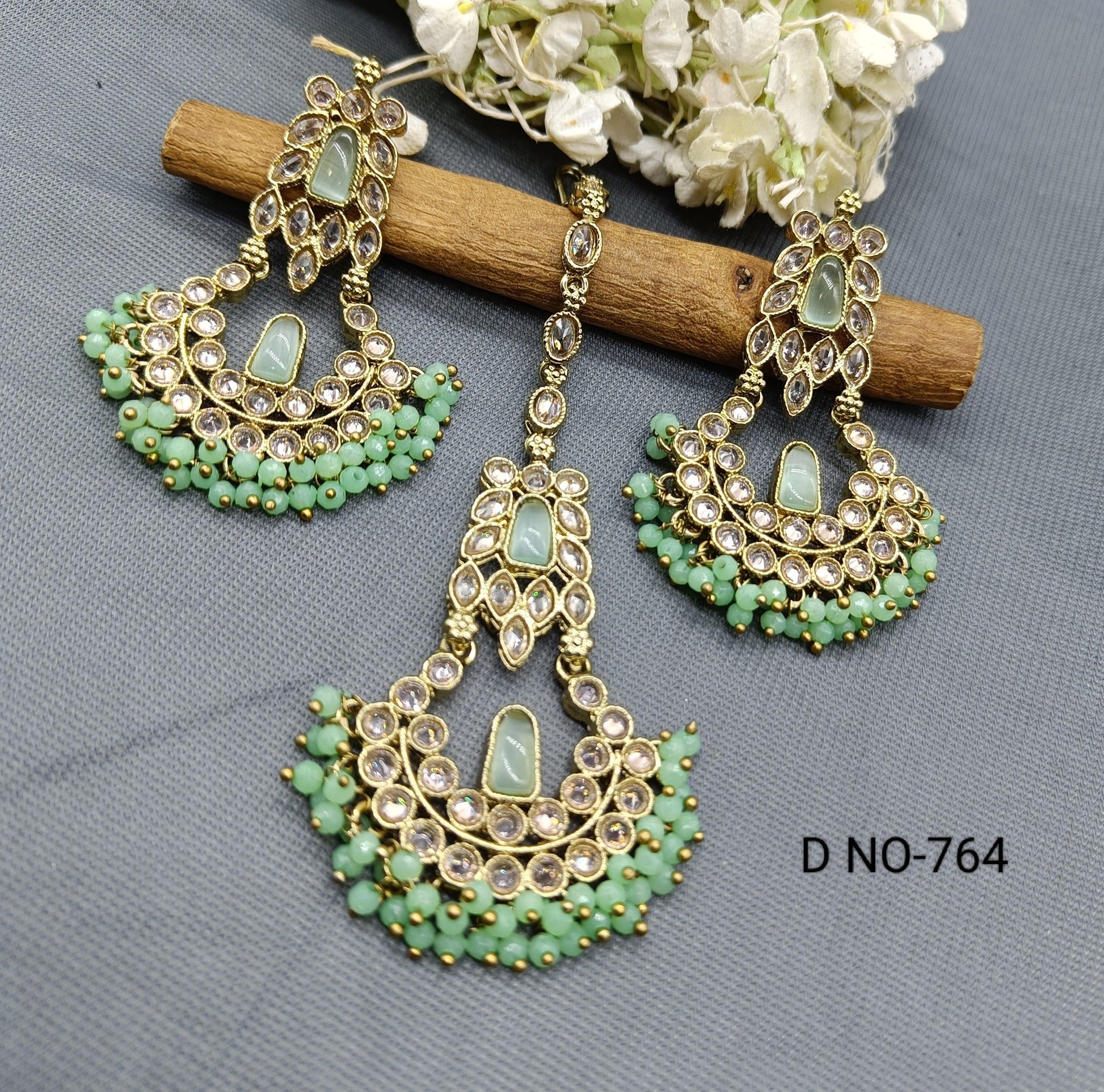 Polki Earring+Tika Sku 764 A1 - rchiecreation