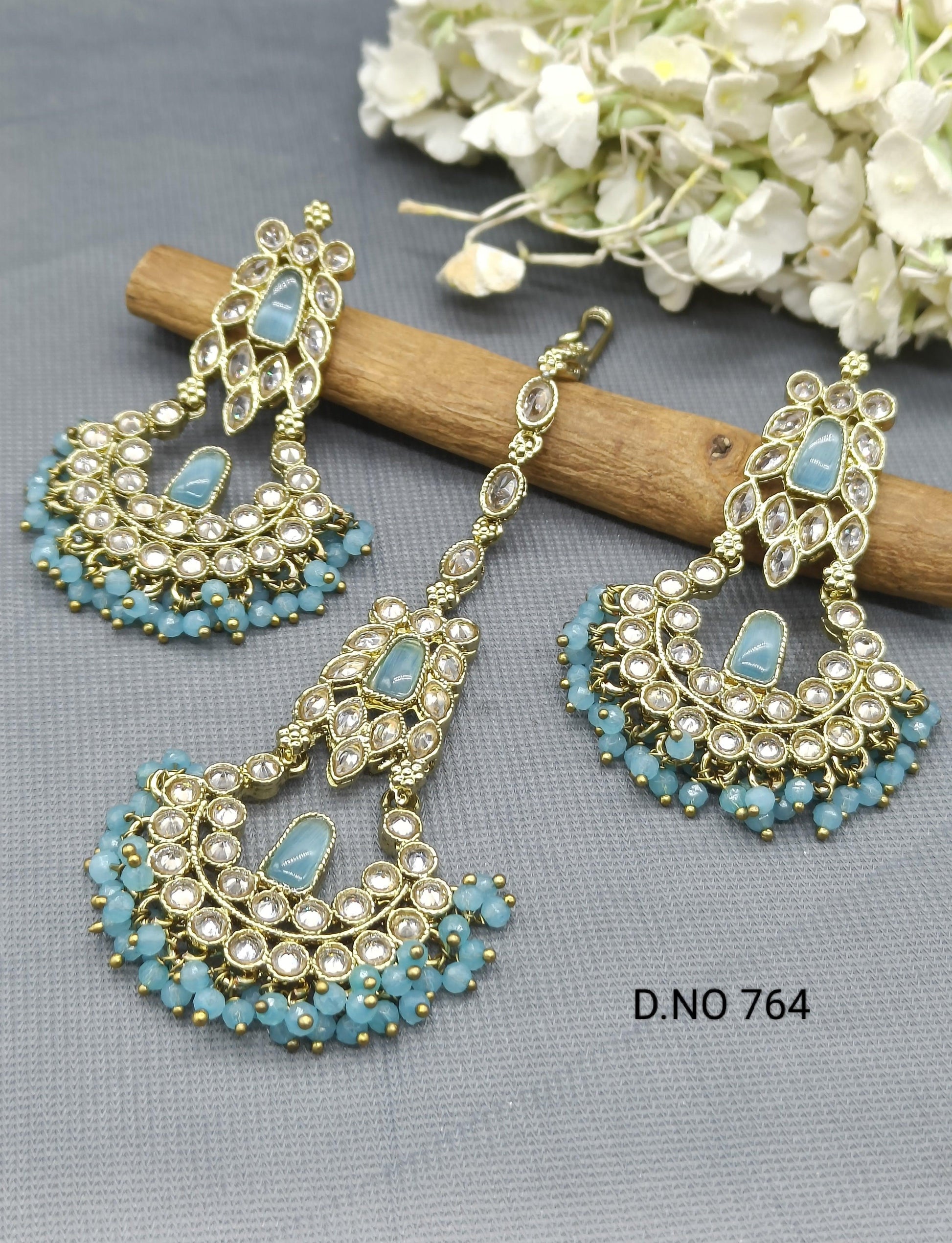 Polki Earring+Tika Sku 764 A1 - rchiecreation