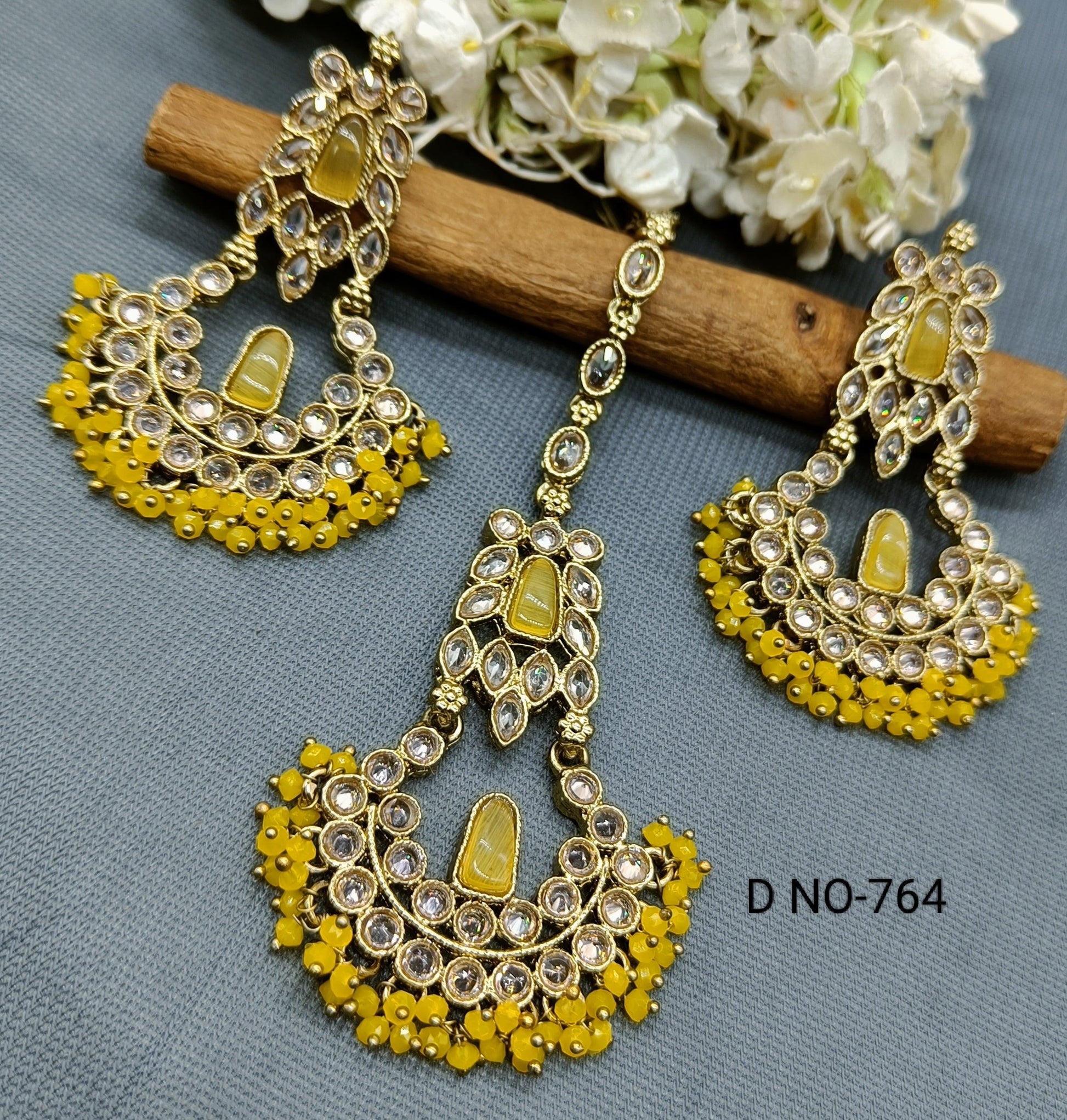 Polki Earring+Tika Sku 764 A1 - rchiecreation