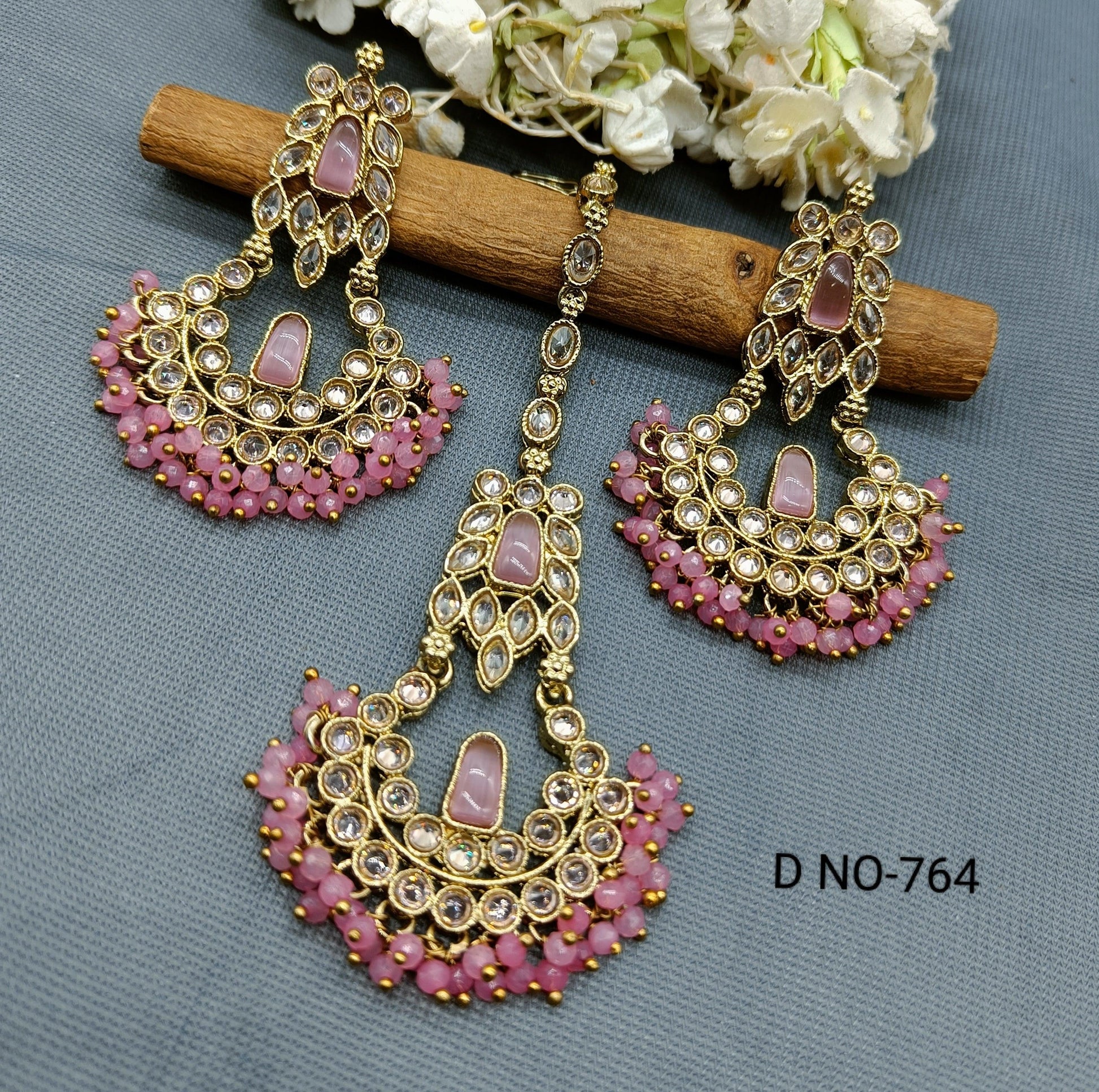 Polki Earring+Tika Sku 764 A1 - rchiecreation
