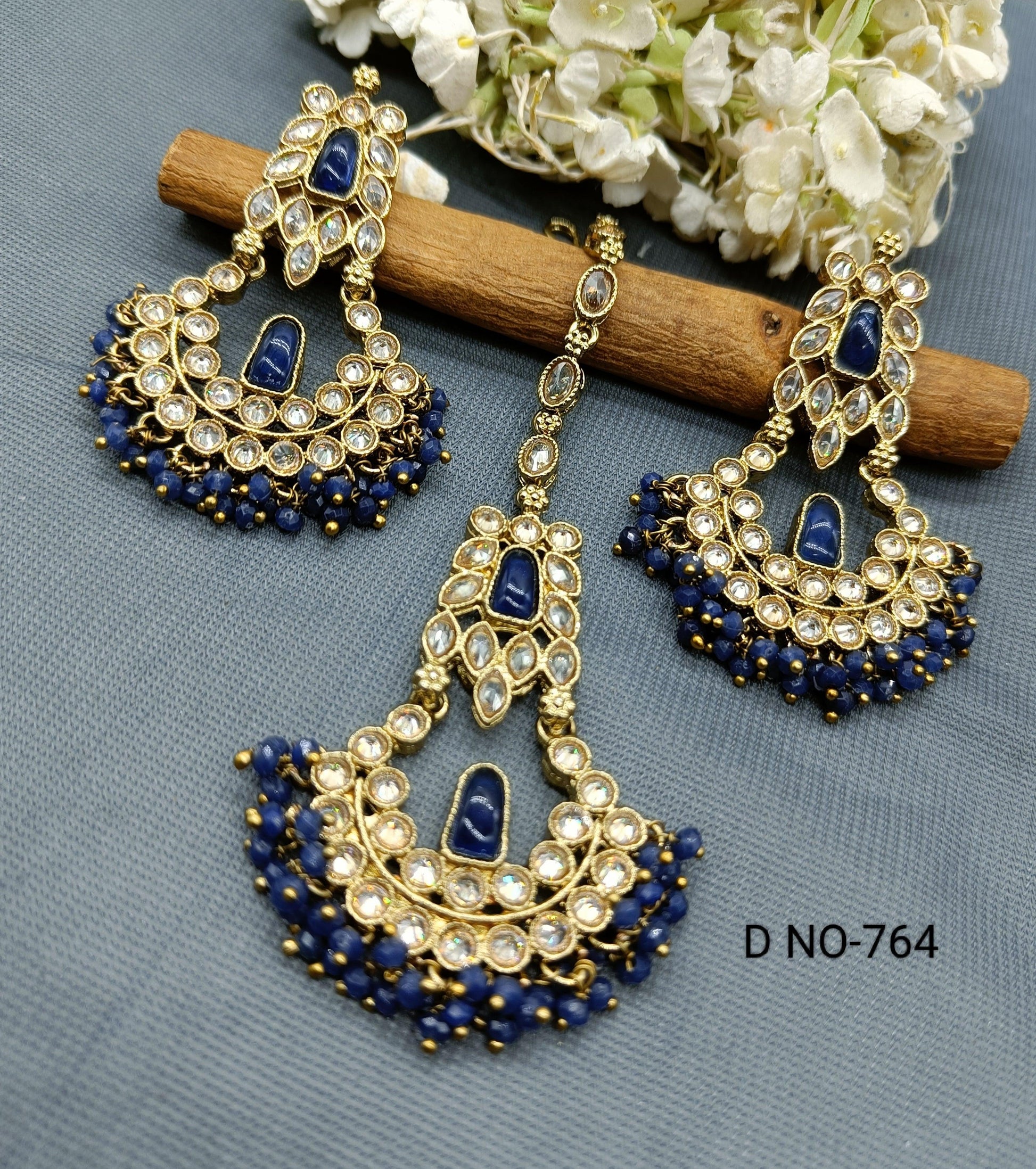 Polki Earring+Tika Sku 764 A1 - rchiecreation