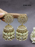 Polki Jhumki Earring Mahndi Sku 972 A3 - rchiecreation