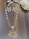 Polki Long Necklace Mehndi Set Sku-5587 B3 - rchiecreation