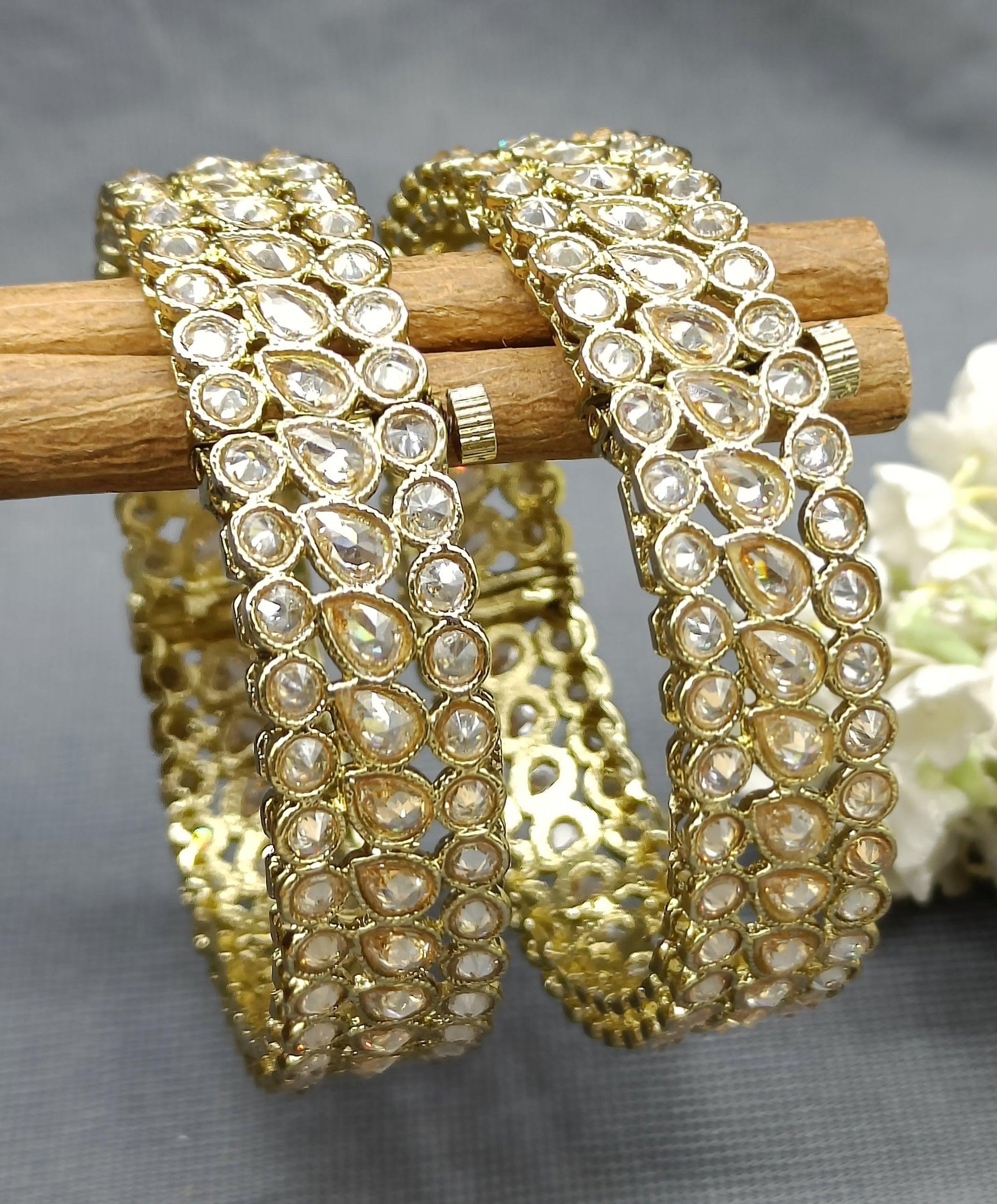 Polki Mehandi Bangles Sku-8303 G1 - rchiecreation