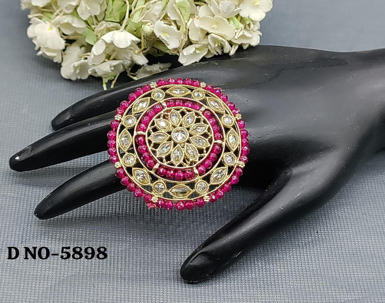 Polki Mehandi Finger Ring Sku 5898 - rchiecreation