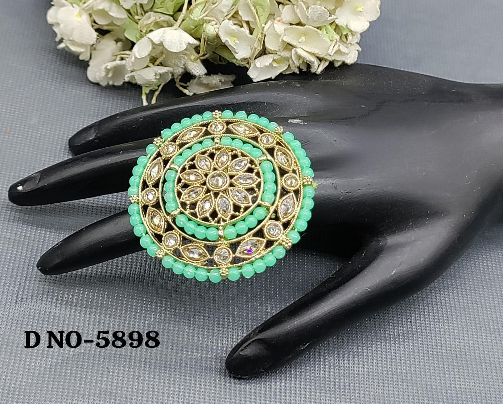 Polki Mehandi Finger Ring Sku 5898 - rchiecreation