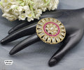 Polki Mehandi Finger Ring SKU 693 E2 - rchiecreation