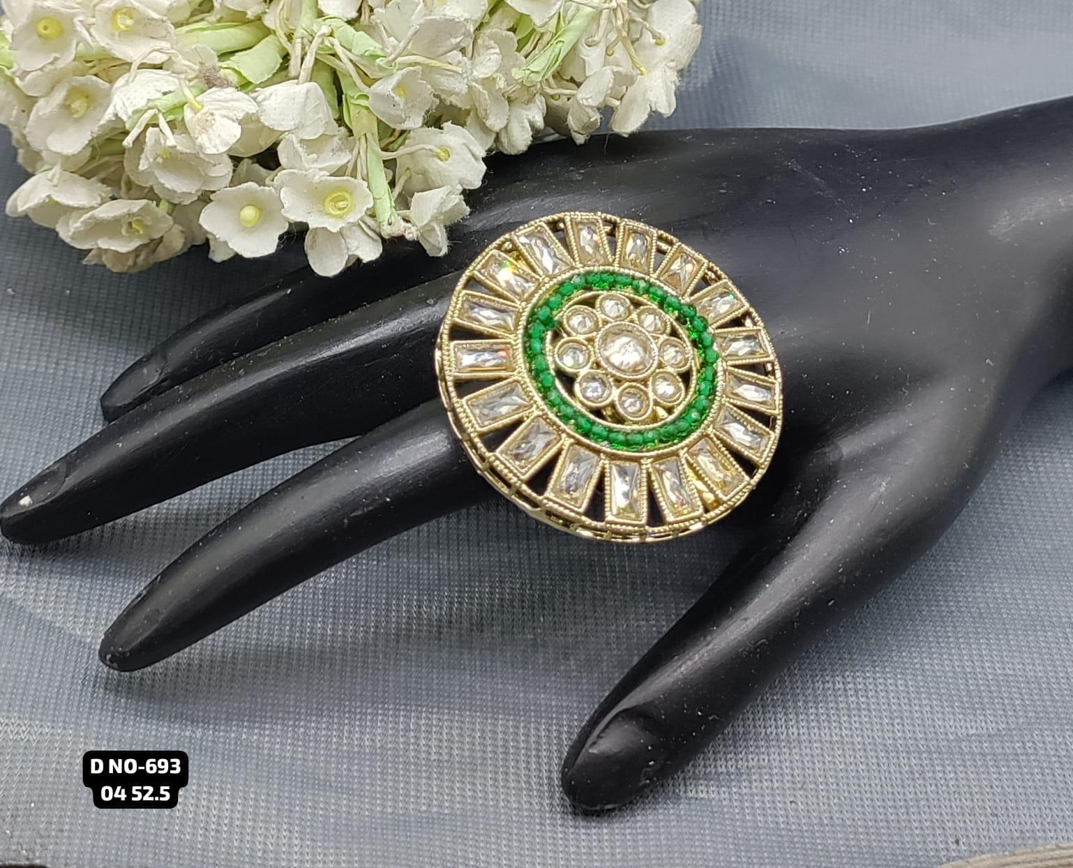Polki Mehandi Finger Ring SKU 693 E2 - rchiecreation