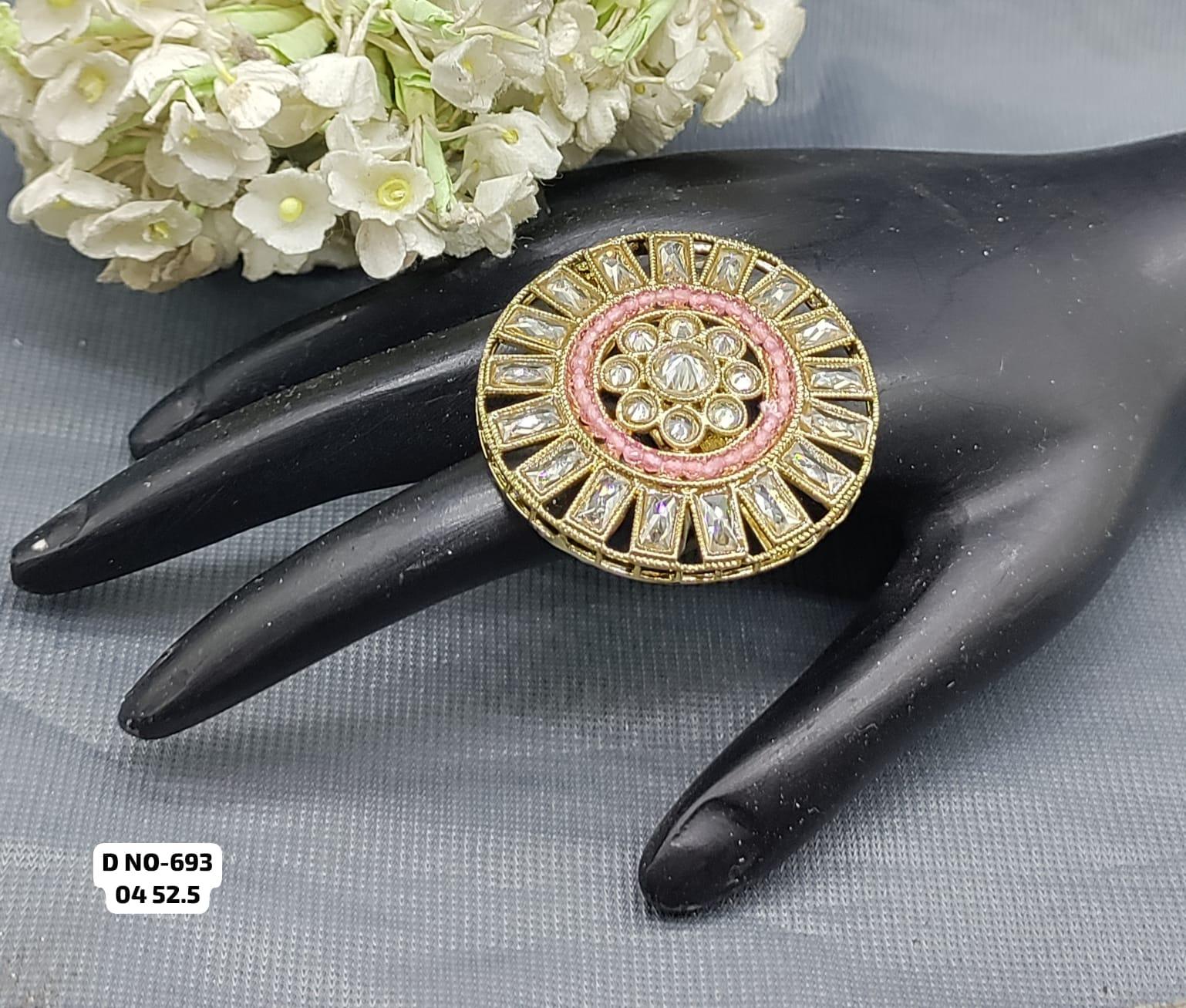 Polki Mehandi Finger Ring SKU 693 E2 - rchiecreation
