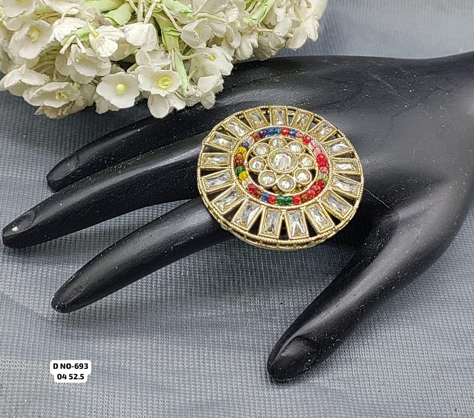 Polki Mehandi Finger Ring SKU 693 E2 - rchiecreation