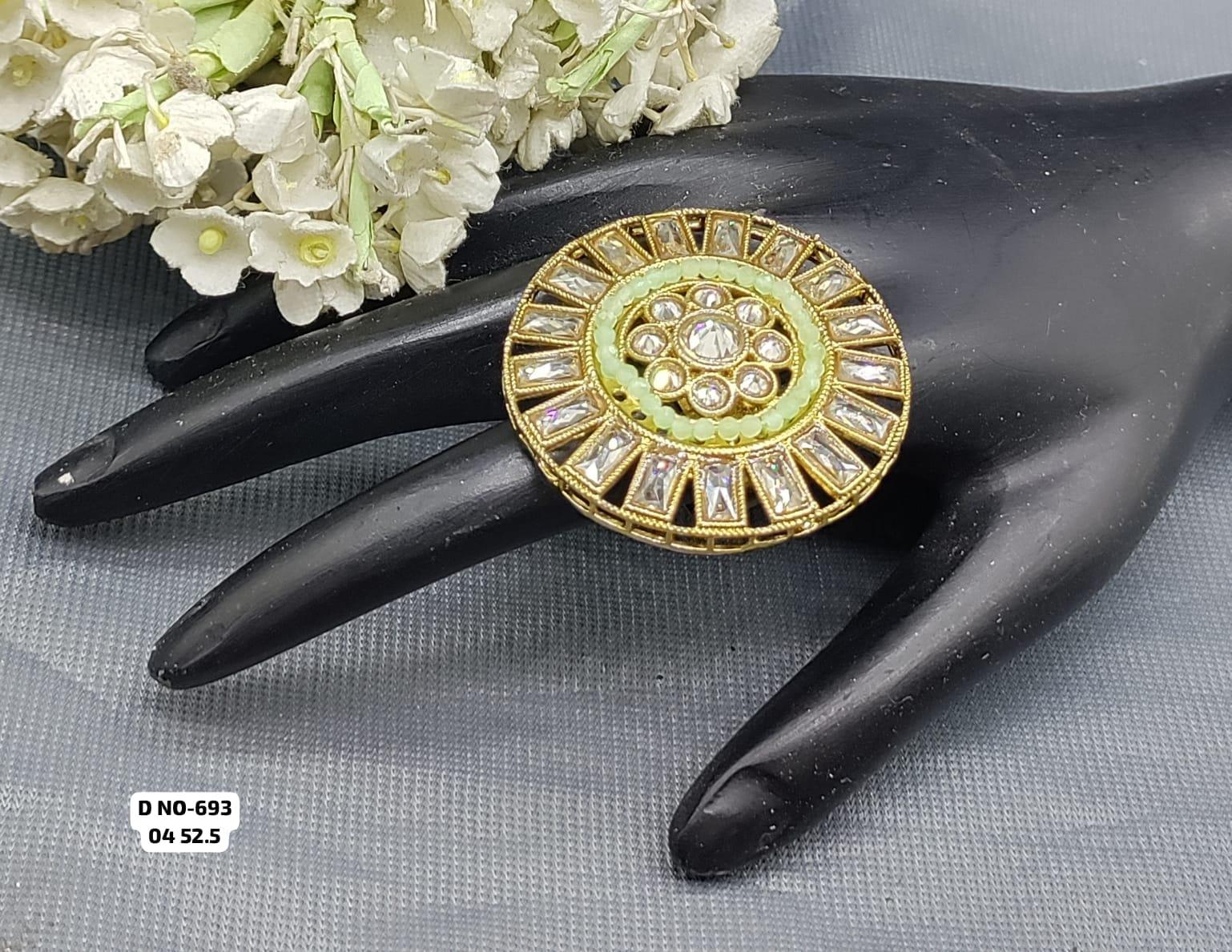 Polki Mehandi Finger Ring SKU 693 E2 - rchiecreation