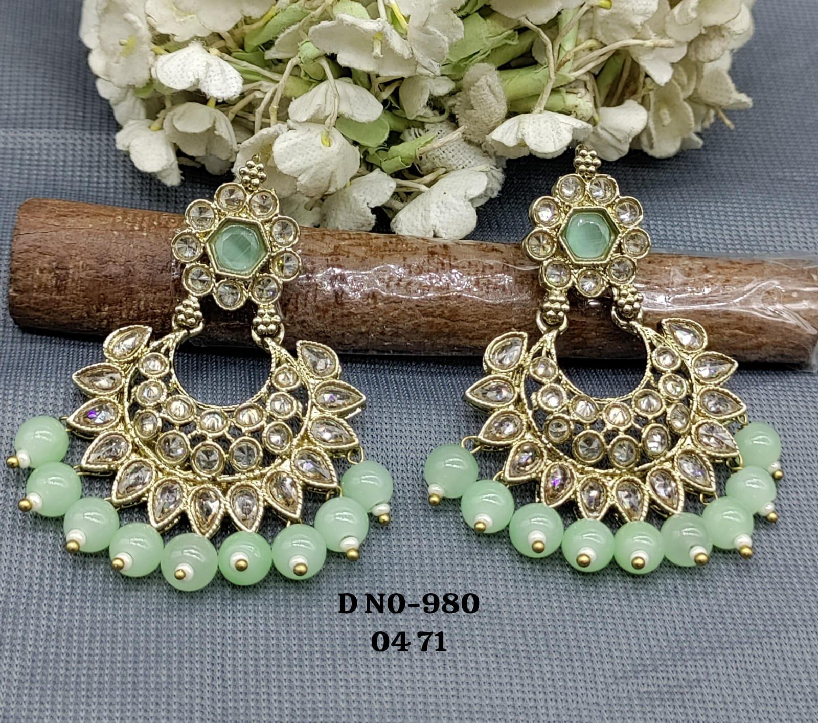 Polki Mehndi Earring Sku-980 A1 - rchiecreation