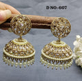 Polki Mehndi Jhumki Earring Sku -607A3 - rchiecreation