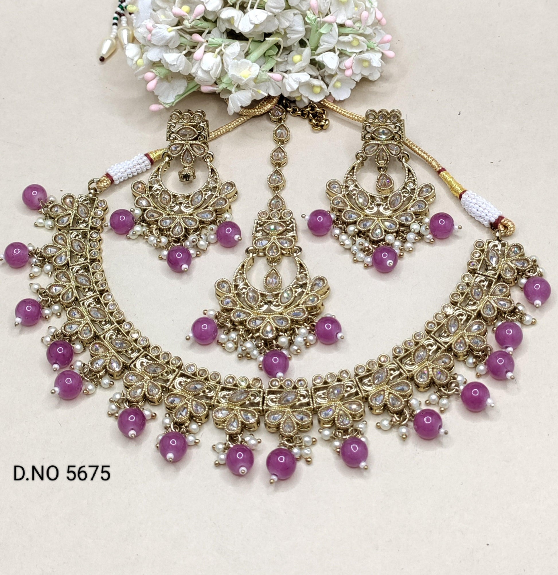 Polki Mehndi Necklace Set Sku-5675 B2 - rchiecreation