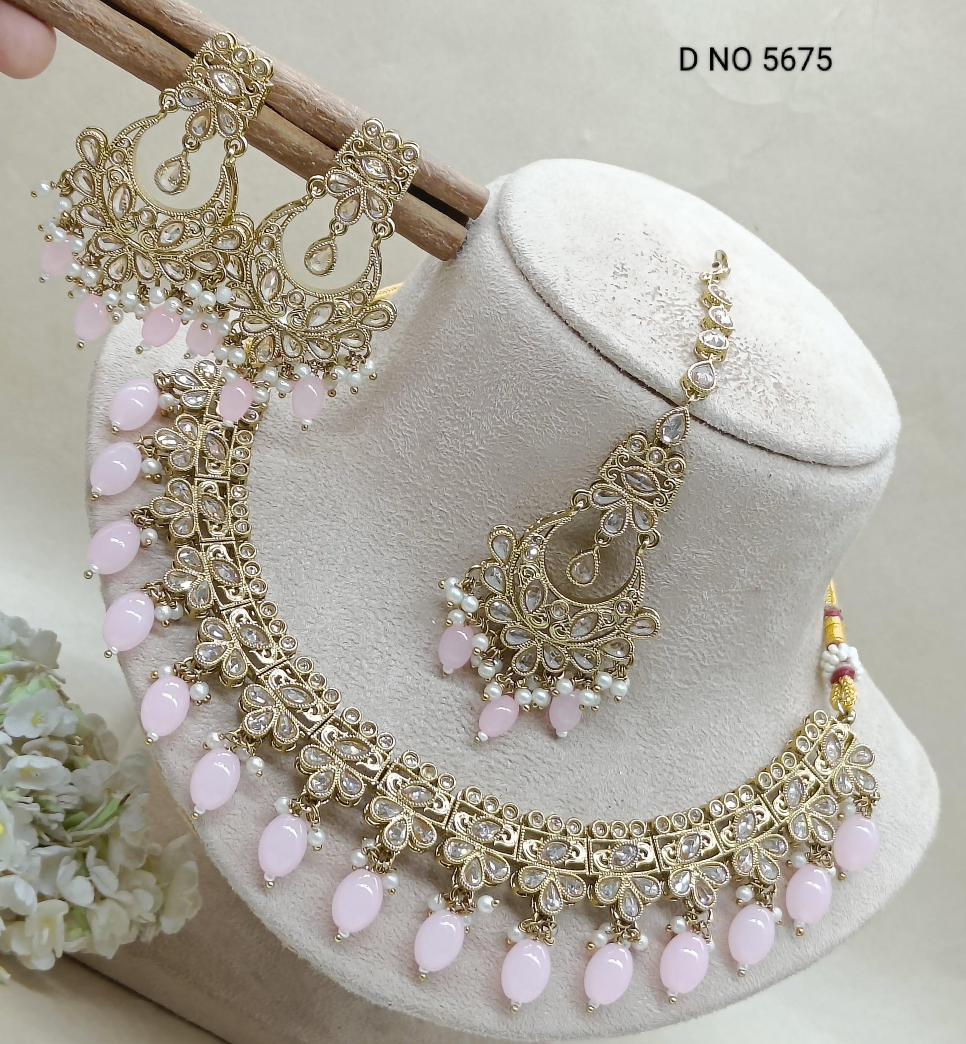 Polki Mehndi Necklace Set Sku-5675 B2 - rchiecreation