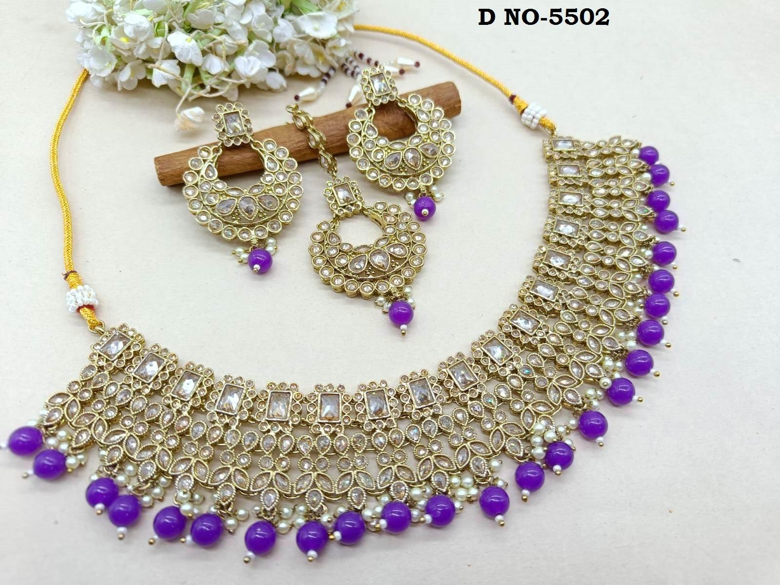 Polki Necklace Mehandi Set Sku- 5502 B1 - rchiecreation