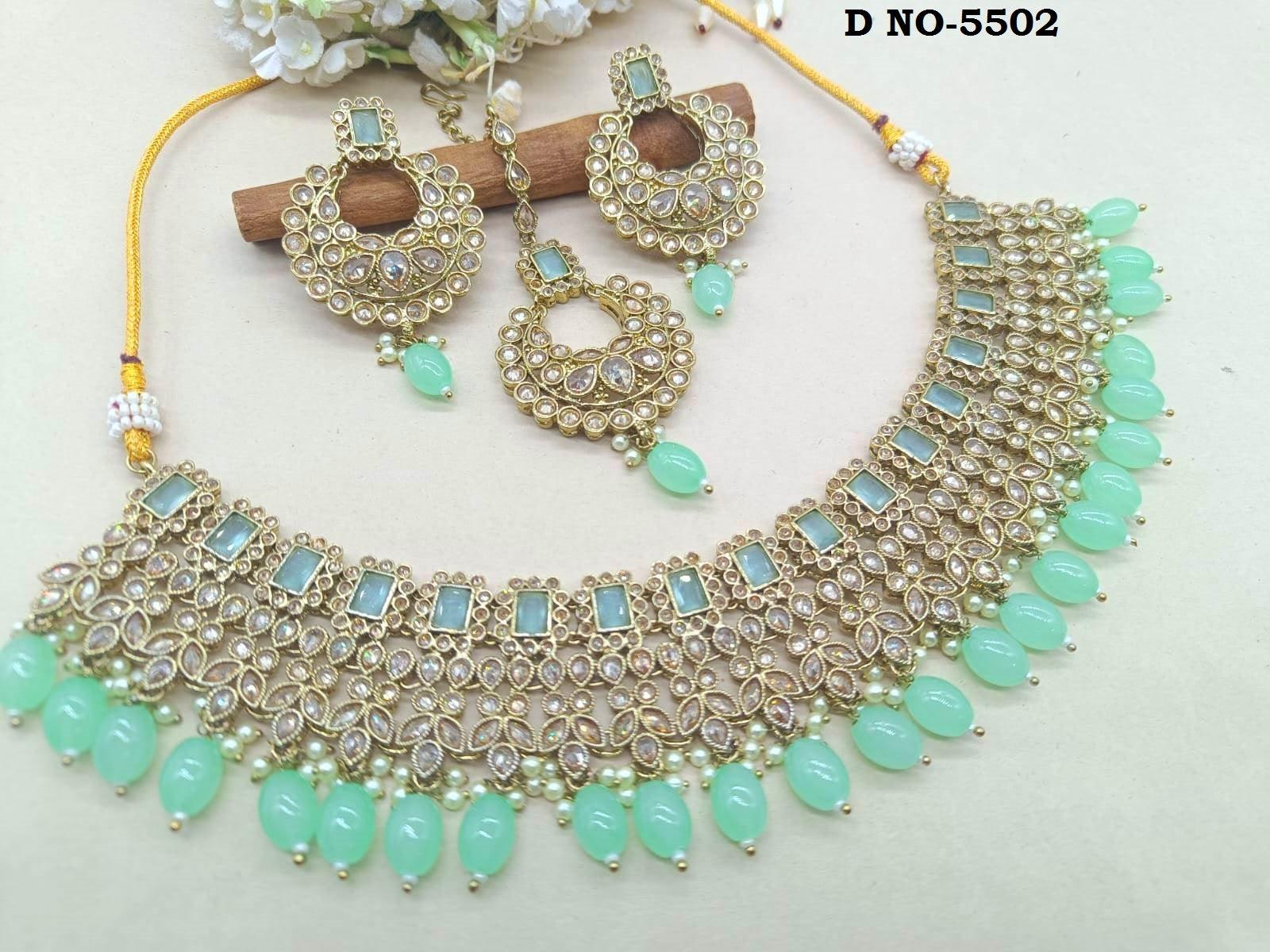 Polki Necklace Mehandi Set Sku- 5502 B1 - rchiecreation