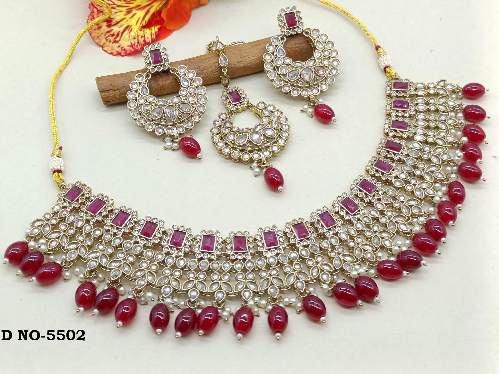 Polki Necklace Mehandi Set Sku- 5502 B1 - rchiecreation