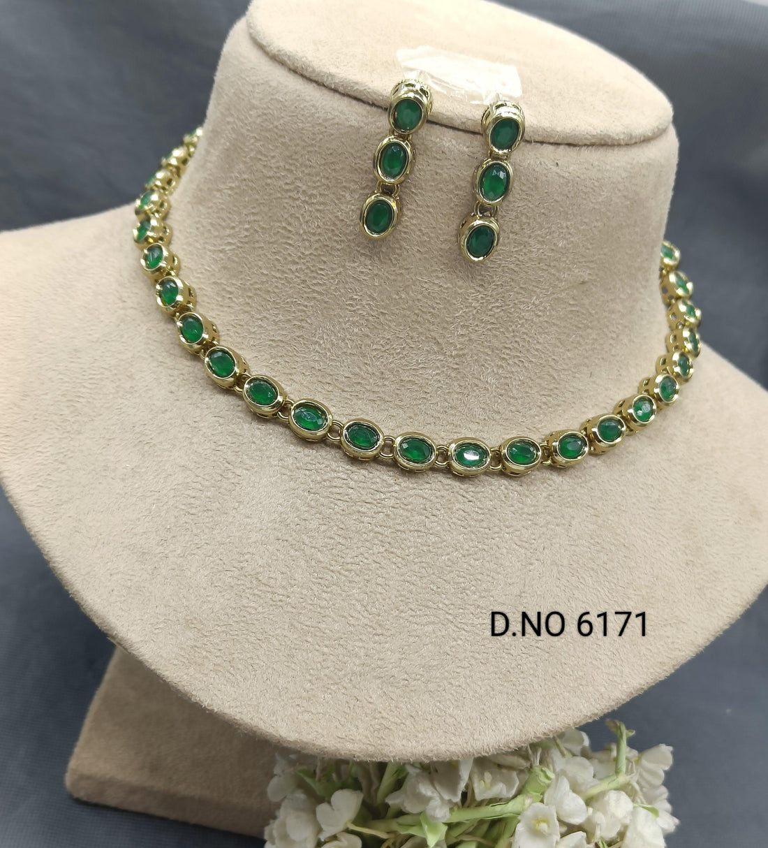 Polki Necklace Mehandi Set Sku-6171 B1 - rchiecreation