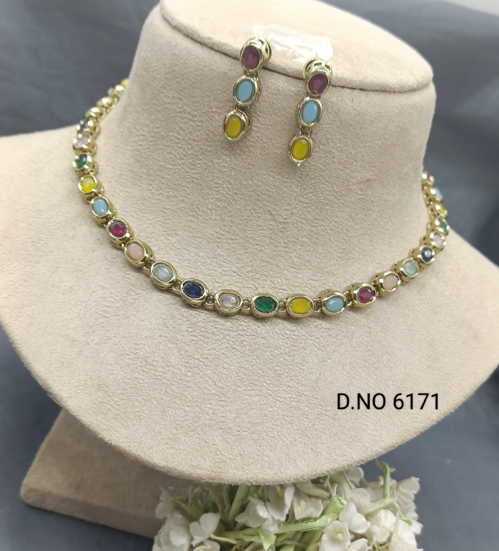 Polki Necklace Mehandi Set Sku-6171 B1 - rchiecreation