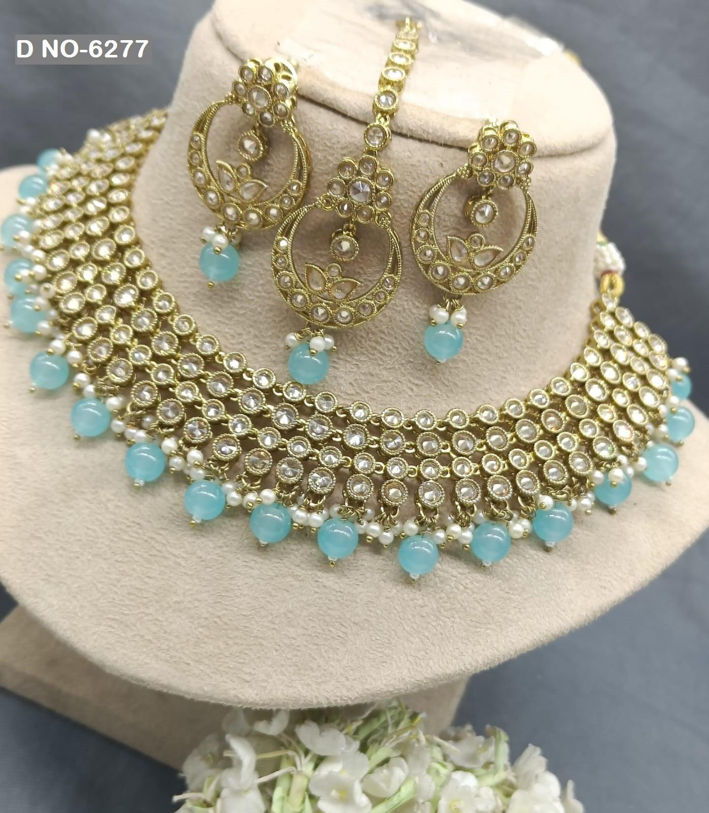 Polki Necklace Mehandi Sku 6277 B1 - rchiecreation
