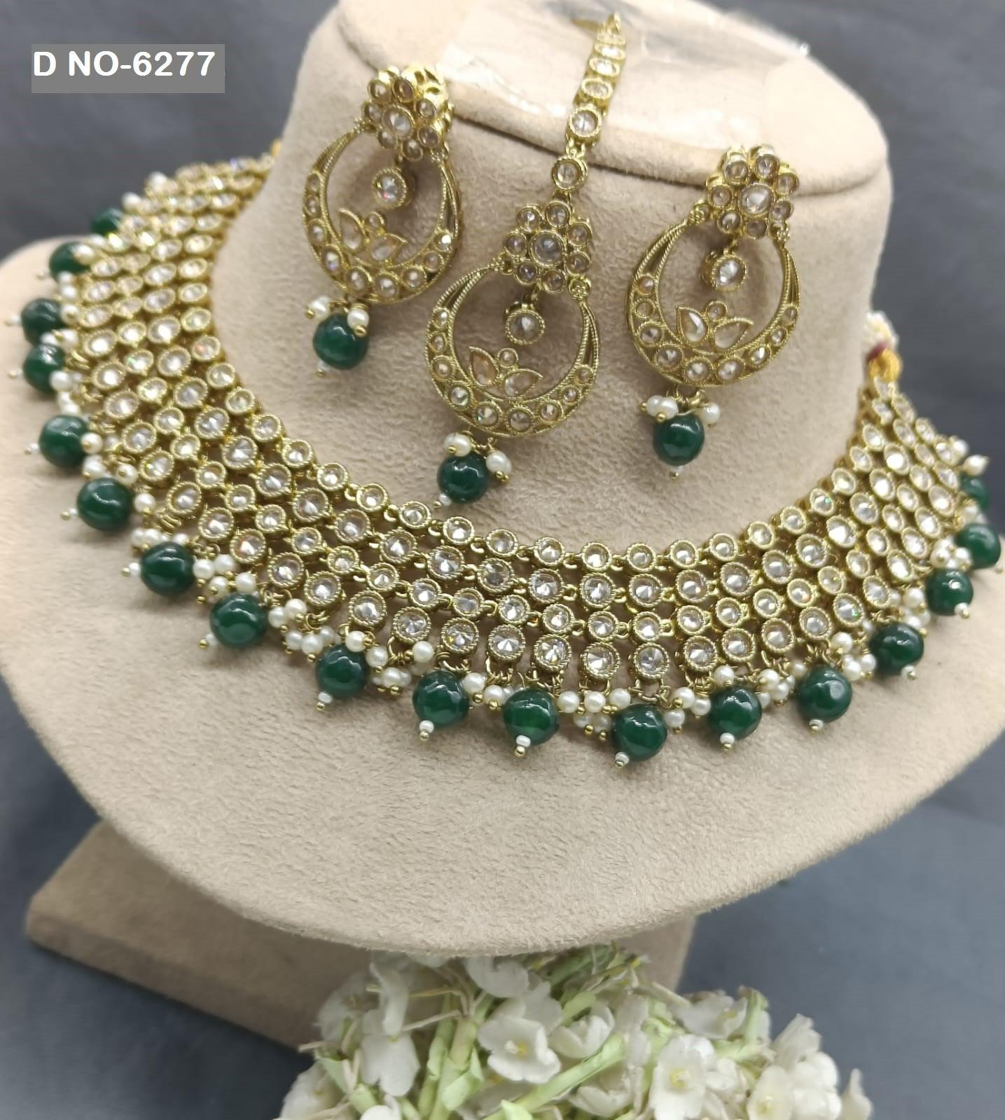 Polki Necklace Mehandi Sku 6277 B1 - rchiecreation