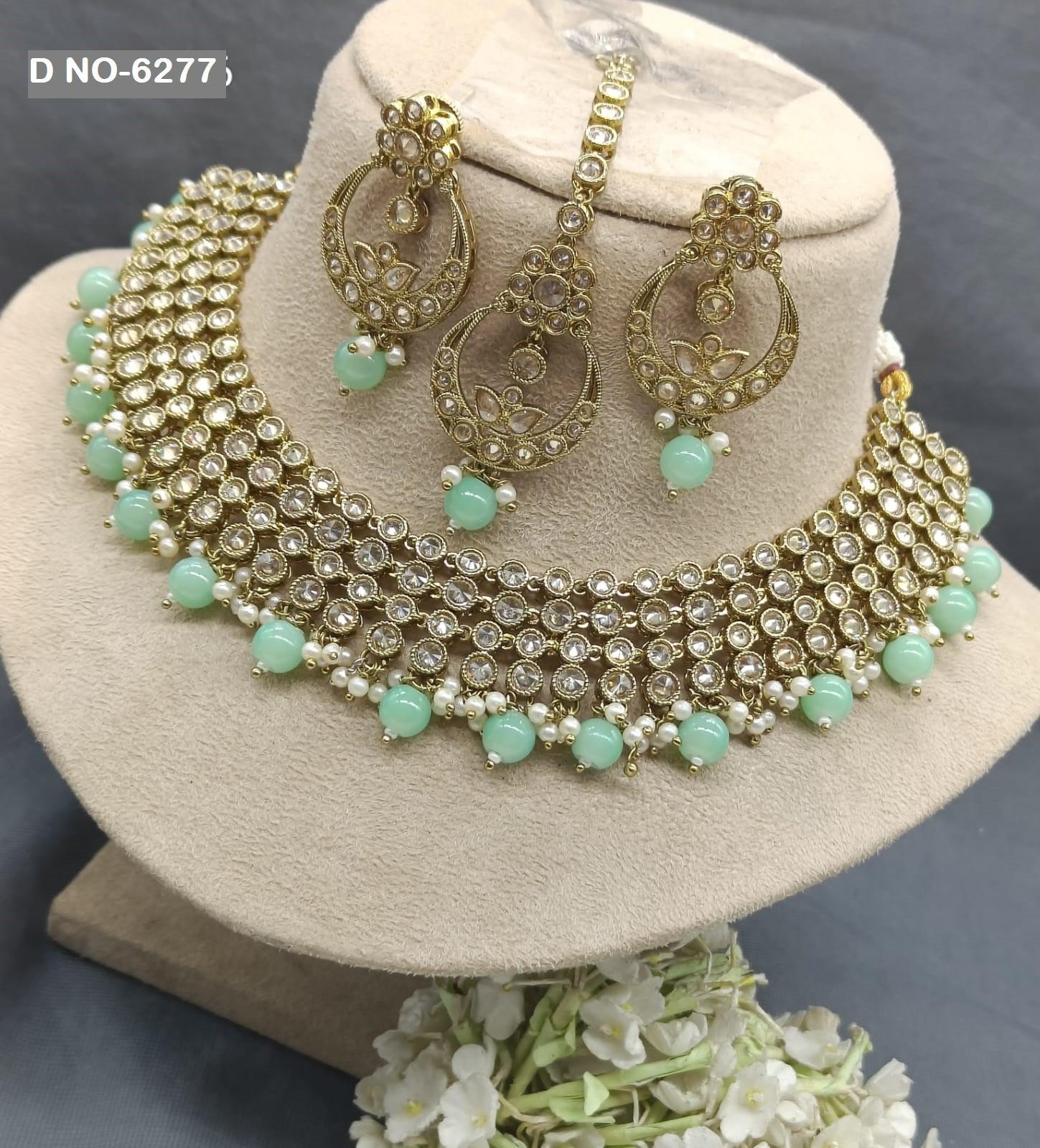 Polki Necklace Mehandi Sku 6277 B1 - rchiecreation