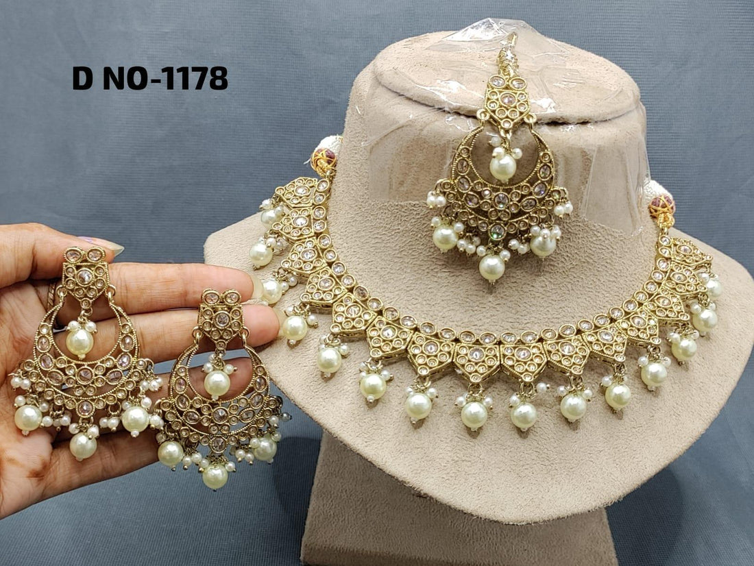 Polki Necklace Mehndi Set Sku-1178 B1 - rchiecreation