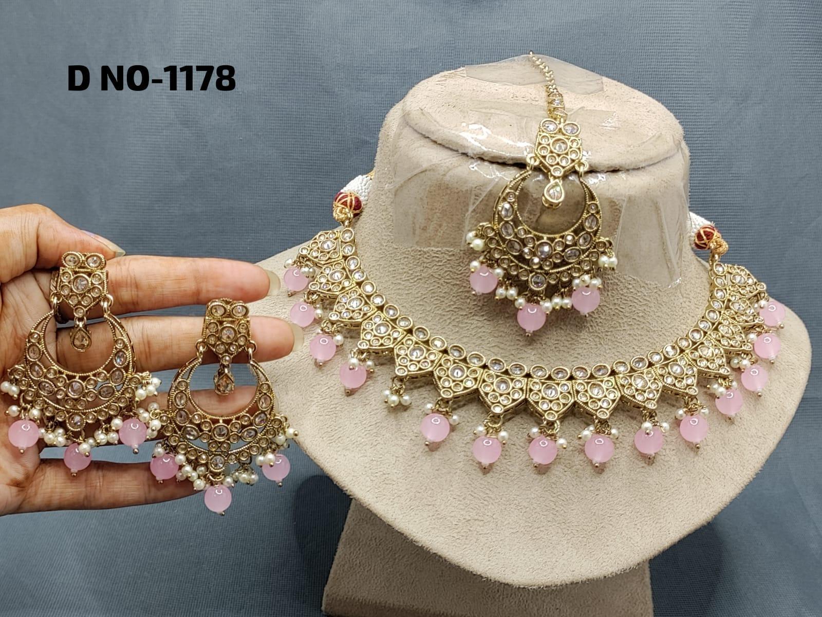 Polki Necklace Mehndi Set Sku-1178 B1 - rchiecreation