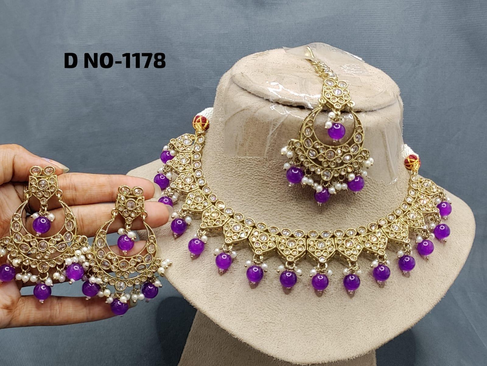 Polki Necklace Mehndi Set Sku-1178 B1 - rchiecreation